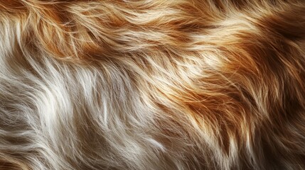 Naklejka premium Close-up of Soft, Fluffy, Golden and White Fur Texture Background