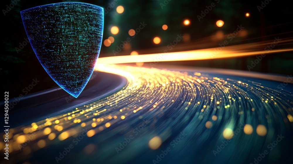 Poster digital shield cybersecurity data protection network security abstract futuristic tec