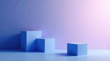 Fototapeta premium Pastel Blue Cubes on a Gradient Background Minimalist Product Display