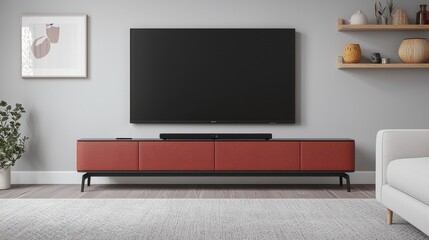 Modern Living Room with TV, Rustic Shelf, and Cozy Sofa Decoration