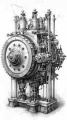 Fototapeta premium Black and White Engineering Illustration