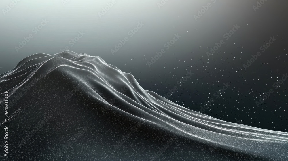 Poster abstract mountain form with digital particle wave in futuristic night sky concept