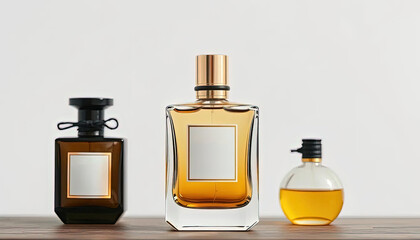 Mockup of fragrance perfume bottle mockup isolated on nature soft background