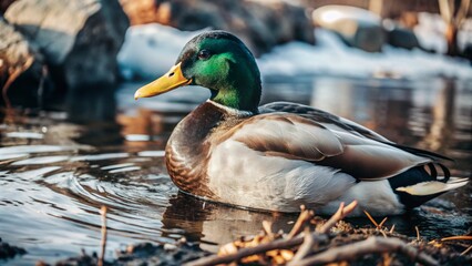 Obraz premium duck on the lake