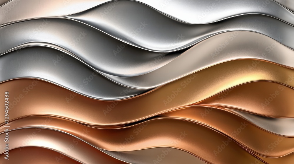 Aufkleber abstract metallic wave pattern with silver and bronze curves for modern design concepts