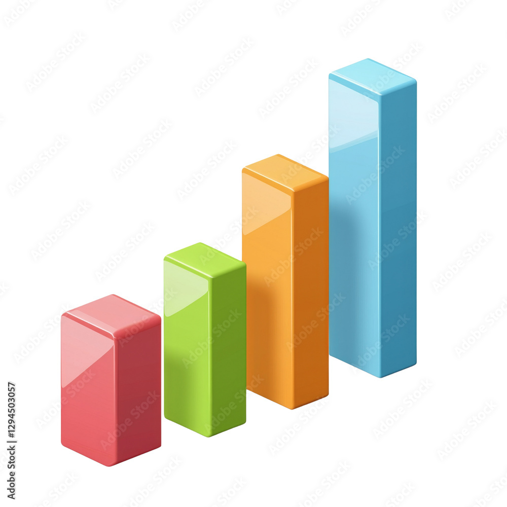 Fototapete Colorful bar graph representing growth and progress in data visualization