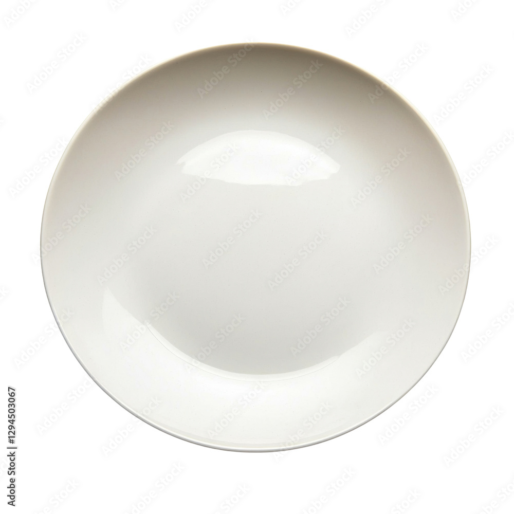 Aufkleber plain white plate with smooth surface and no design, perfect for serving food. Its minimalist style enhances any dining experience