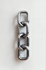 Obraz premium 3d vertical chromed chain on white background