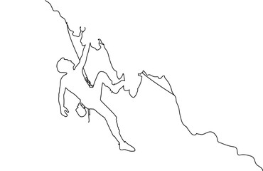 rock Climber man line drawing 