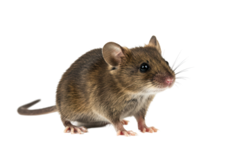 Isolated Small Brown Mouse with Long Tail, Side View