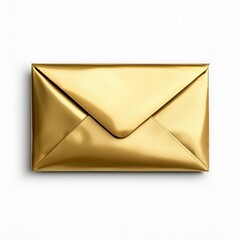 Gold envelope on white background showcasing a shiny and luxurious design for invitations or special occasions