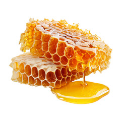 Fresh honeycomb dripping with golden honey, showcasing its natural texture and sweetness. Perfect for culinary uses, health benefits, and natural sweetness