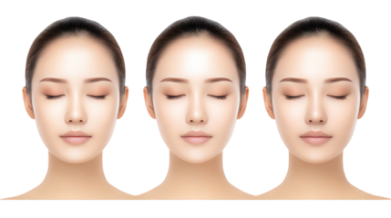 Three stages of a woman's face, visual journey through transformation and the passage of time