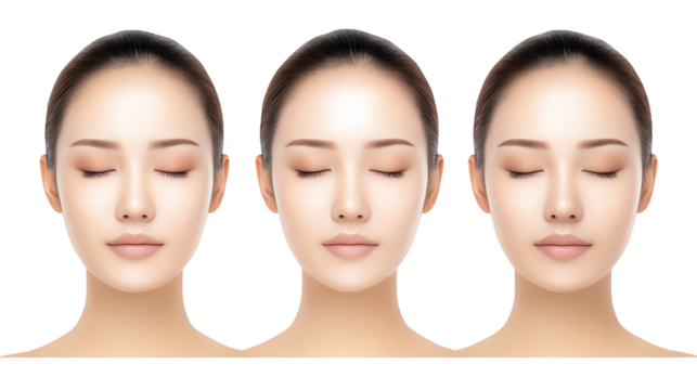 Three stages of a woman's face, visual journey through transformation and the passage of time