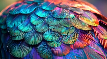 Obraz premium Vibrant and Colorful Peacock Feathers Close-Up Texture Shot