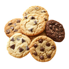 Delicious assortment of cho te chip cookies, including classic and dark cho te varieties, perfect for dessert lovers