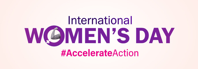 Accelerate action - International women's day concept poster. 2025 women's day campaign theme -...