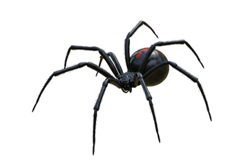 Isolated Black Widow Spider with Red Marking