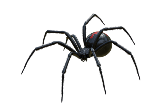 Isolated Black Widow Spider with Red Marking