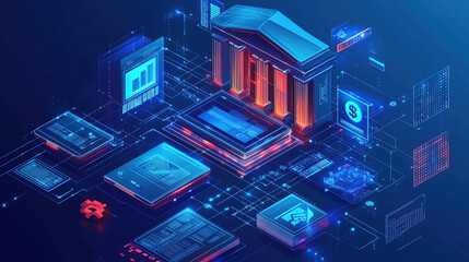 Futuristic Digital Banking Concept Art