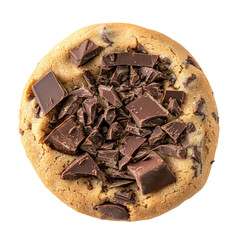 Delicious cho te chip cookie topped with chunks of dark cho te, showcasing golden brown texture and soft, chewy center. Perfect for dessert lovers