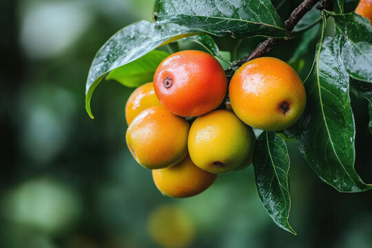 An ackee tree with ripe fruit, tropical and natural, cultural theme