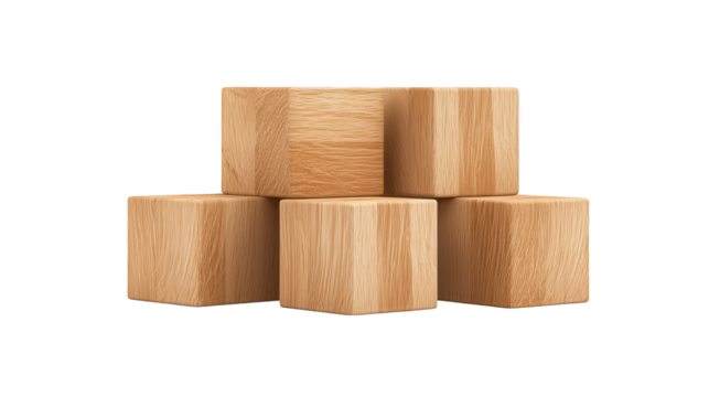 Abstract minimalism, wooden cubes on a dark background create study in contrast and texture