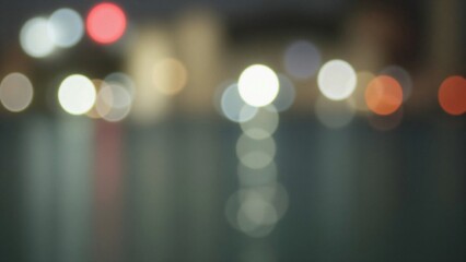 Abstract City Lights Reflection at Night - Blurred Urban Background