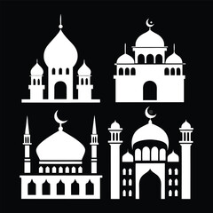 Simple Black Silhouette Mosques set icon