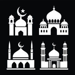Fototapeta premium Simple Black Silhouette Mosques set icon