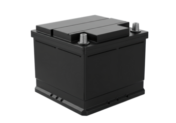 Isolated Black Automotive Battery, Essential Component for Vehicle Electrical System Power