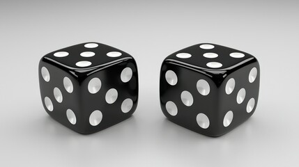 Black dice pair, studio shot, gambling, chance, background neutral