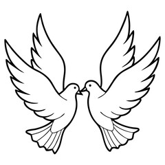 Obraz premium Beautiful Illustration of Two Doves with Awareness Ribbon in a Symbol of Hope and Peace