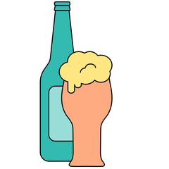 Beer bottle and glass icon