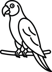 Parrot sitting on a branch silhouette illustration.