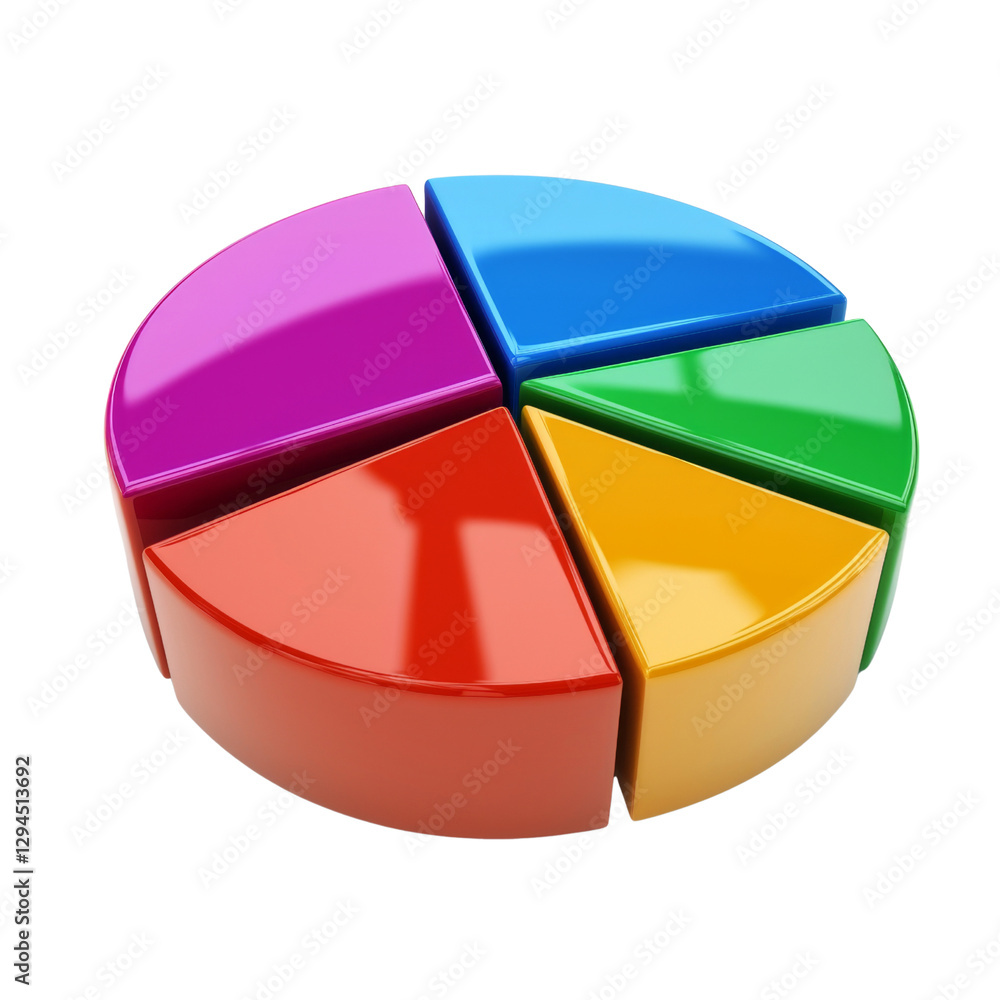 Aufkleber Colorful pie chart model representing data segments, ideal for presentations and educational purposes. This vibrant design showcases various sections in bright colors, enhancing visual appeal