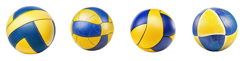 Fototapeta premium Yellow and Blue Volleyball Set – Isolated on White
