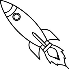 Fototapeta premium Rocket launching into space line art illustration.
