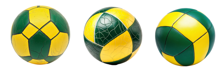 Green and Yellow Soccer Balls – Isolated on White