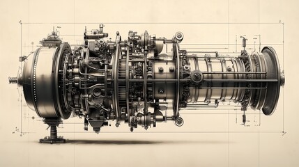 Black and White Engineering Illustration
