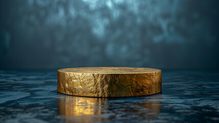 Fototapeta premium Luxurious Golden Pedestal on Dark Background