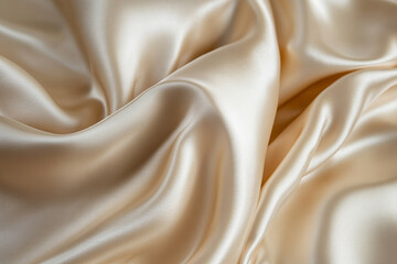 Obraz premium Elegant satin fabric with soft folds and sheen captured in natural light for textile design inspiration