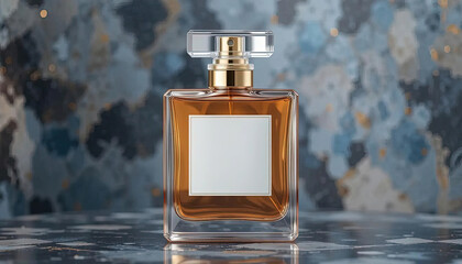 Mockup of fragrance perfume bottle mockup isolated on nature soft background