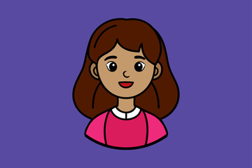 girl in pink dress business women icon silhouette vector cartoon art.