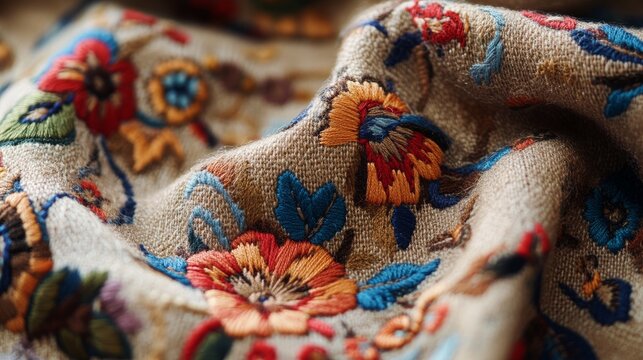 Intricate embroidery pattern featuring a blend of soft vicuna and cashmere wool. Perfect for various crafts, including needlework and printing on fabrics for clothing, home decor, and accessories.