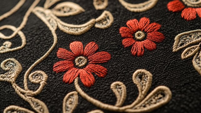 Intricate embroidery pattern featuring a blend of soft vicuna and cashmere wool. Perfect for various crafts, including needlework and printing on fabrics for clothing, home decor, and accessories.