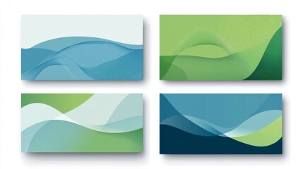 Fototapeta premium Modern presentation slide designs in blue and green. Use them in annual reports, brochures, flyers, and other marketing materials. These vector illustrations are fully editable and easy to use.