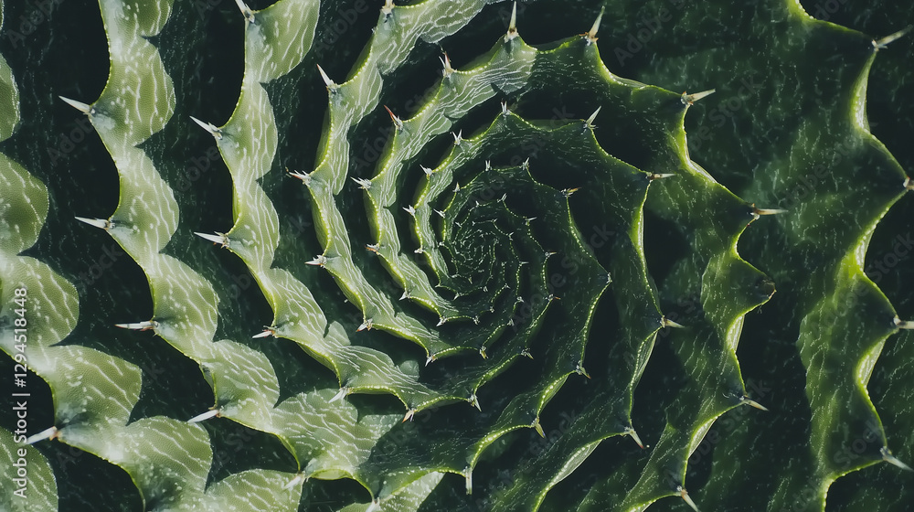 Poster mesmerizing macro shot of cactus reveals its intricate spiral pattern and spiky texture, showcasing beauty of nature design