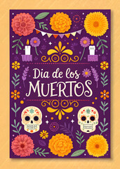 Fototapeta premium dia de los muertos greeting card with scull