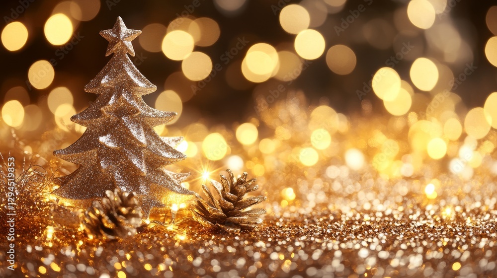 Poster twinkling golden lights create a festive backdrop, evoking the warm glow of christmas. abstract glit